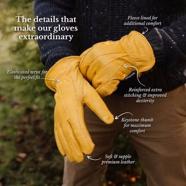 Kent & Stowe Leather Gardening Gloves in Yellow, Medium