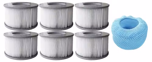 Shatchi Blue Hot Tub Filter Cartridge and Mesh Cover Set, Pack of 6