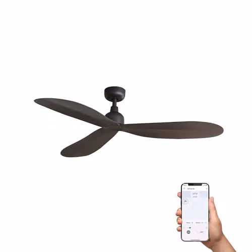 Netlighting Palma Medium 3 Blade Ceiling Fan in Dark Brown with Tuya Smart System