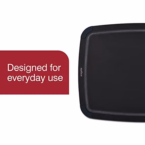 Zyliss Large Rectangular Kitchen Chopping Board in Black, Made from Recycled Wood Fibre with Non-Slip Feet and Groove – 3