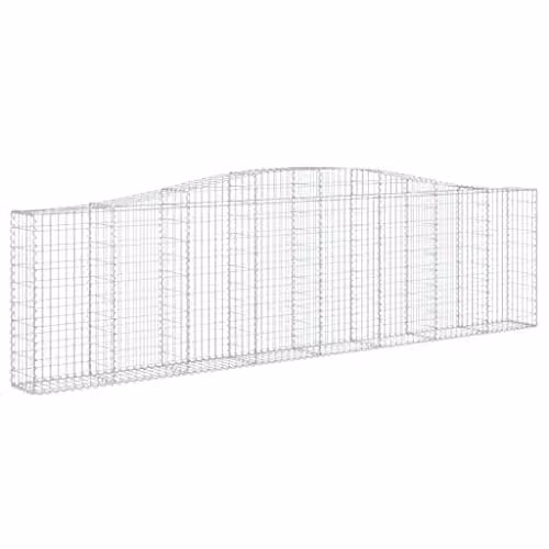 vidaXL Set of 7 Arched Gabion Baskets in Silver Galvanised Steel, W/D/H: 400 x 30 x 100/120 cm – 1