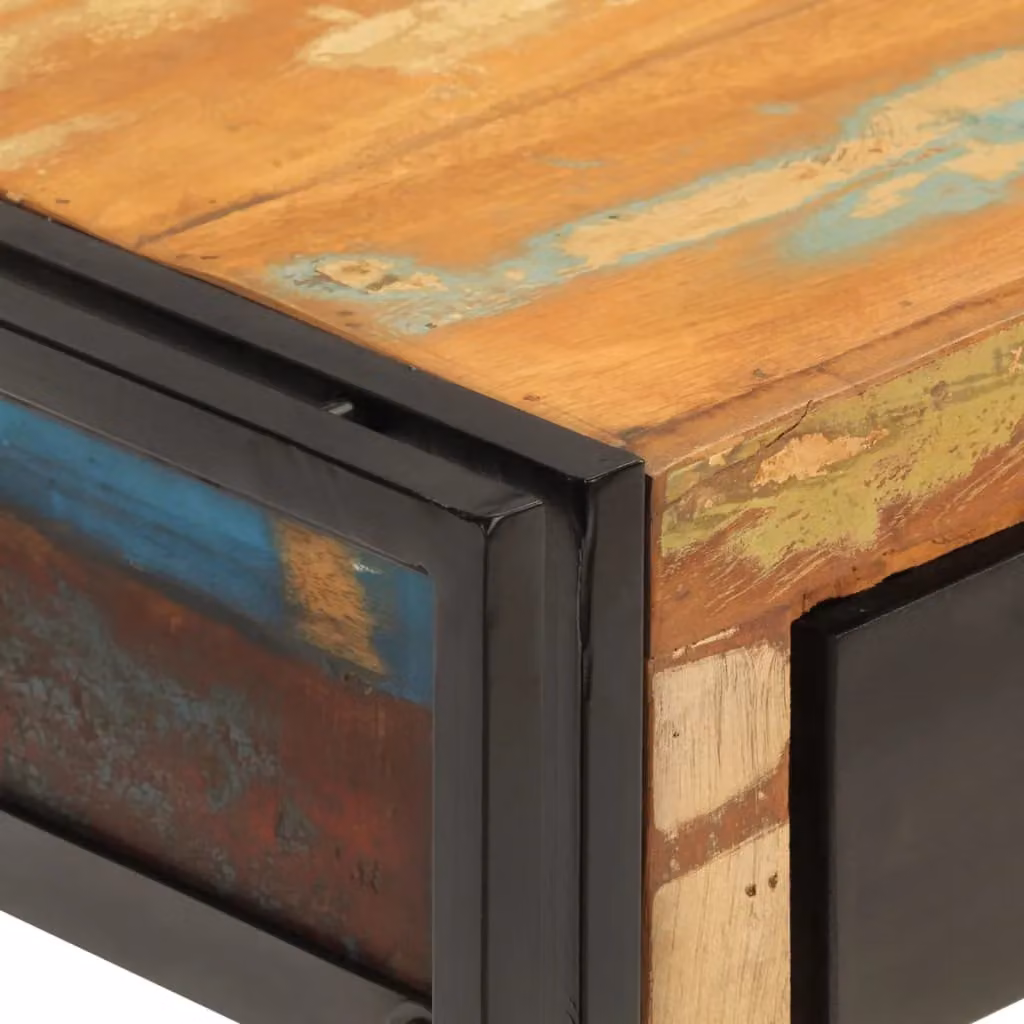 Berkfield Home Industrial Console Table in Black Reclaimed Solid Wood, W/D/H: 110 x 30 x 76 cm – 3