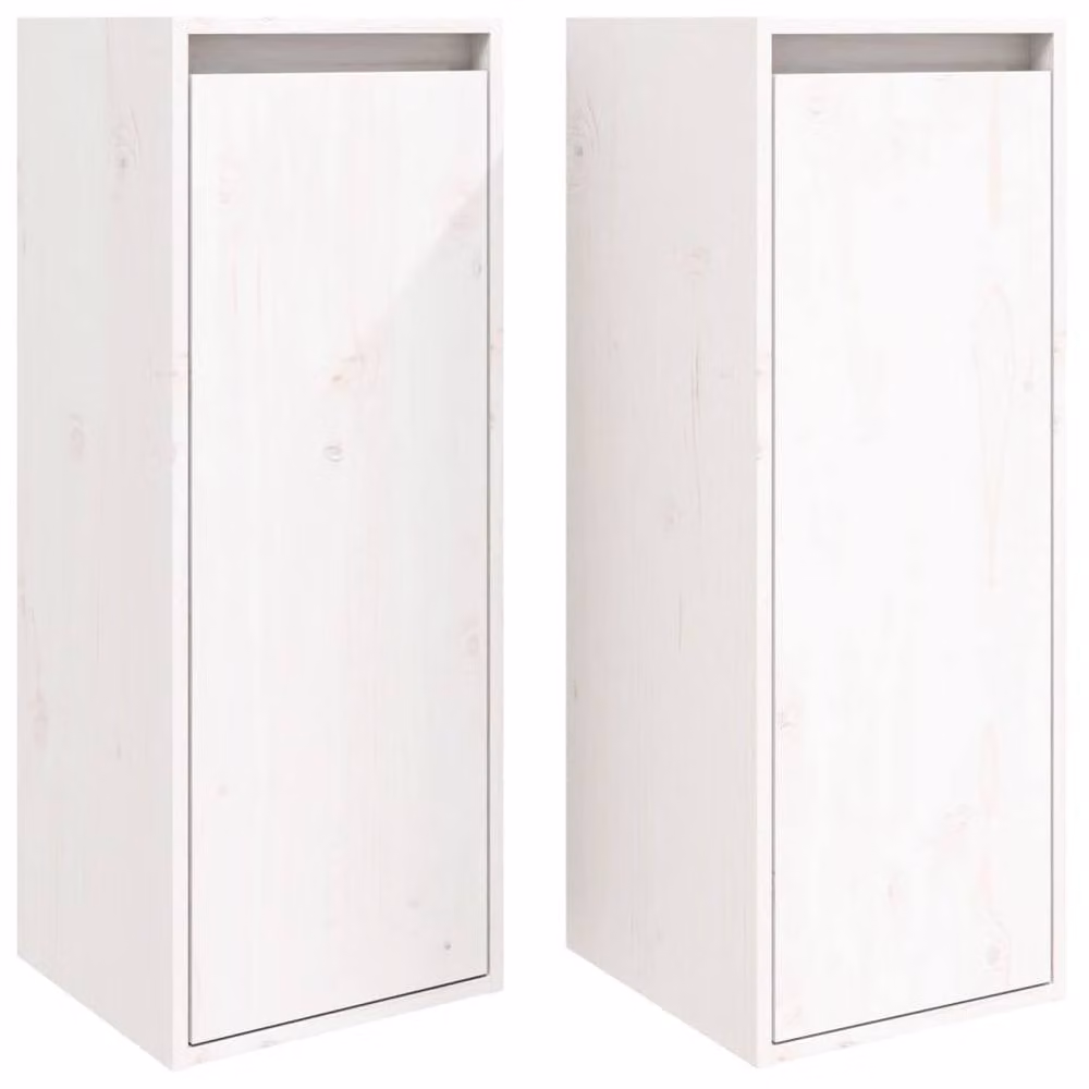 Berkfield Home Set of 2 White Solid Wood Pine Wall Mounted Cabinets, W/D/H: 30 x 30 x 80 cm – 3
