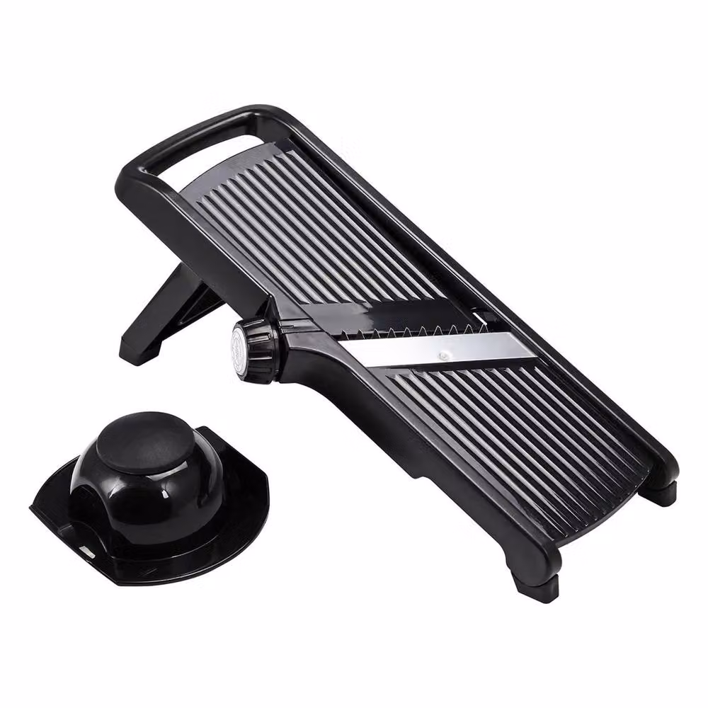 FLAVORA Black Professional Mandoline Slicer and Julienne Cutter with Adjustable Thickness, W: 15 cm, H: 15 cm, D: 1 cm – 3