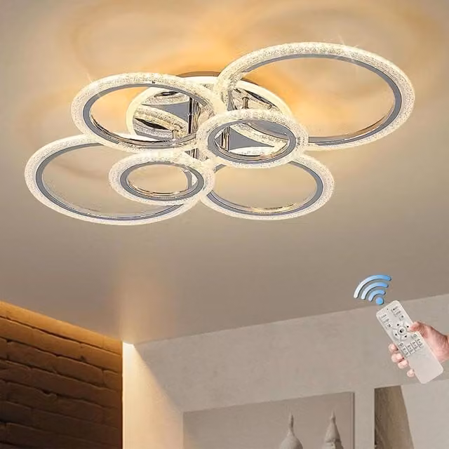 PAWNORA Modern LED Ring Ceiling Light, 60W, White and Silver