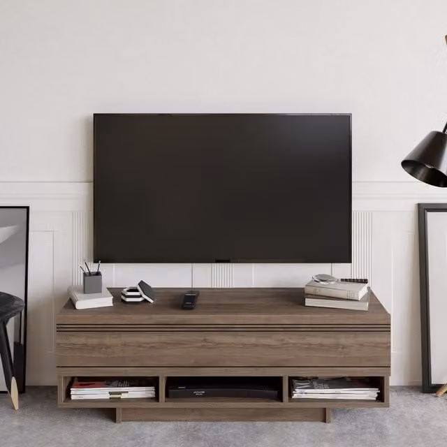 Decorotika Celes Modern TV Unit in Brown Walnut Wood