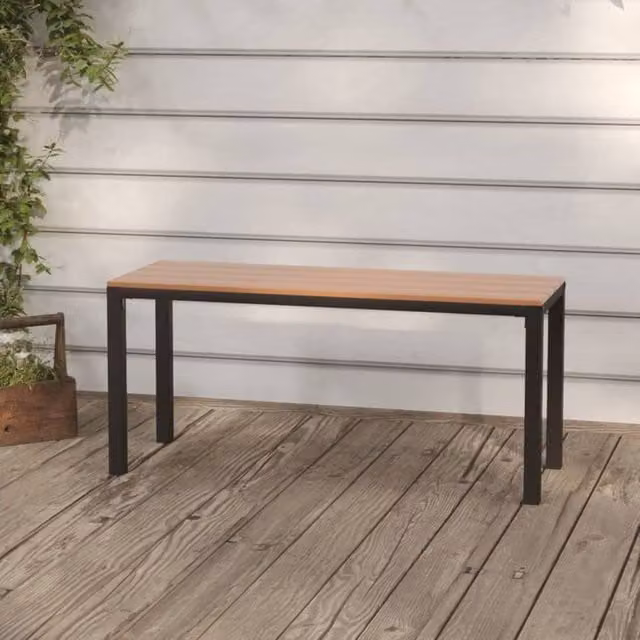 Berkfield Home Modern Garden Bench in Brown and Black Steel and WPC, Width: 110 cm – 1