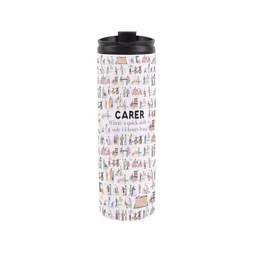 Purely Home Carer Travel Mug, Multicoloured Reusable Stainless Steel Vacuum-Sealed Flask with Lid, 500ml