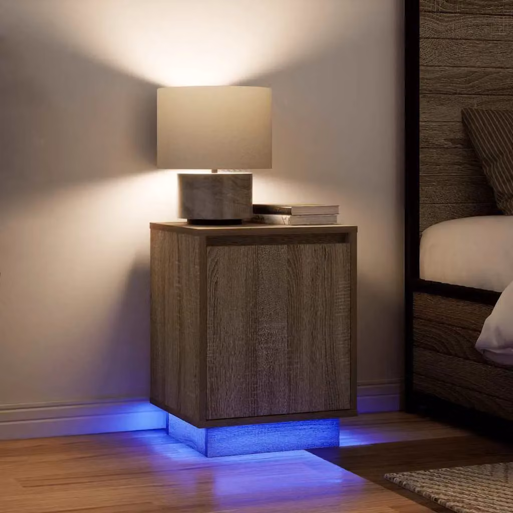 Berkfield Home Bedside Cabinet with Integrated LED Lights in Sonoma Oak, W: 38 cm, D: 34 cm, H: 50 cm – 2