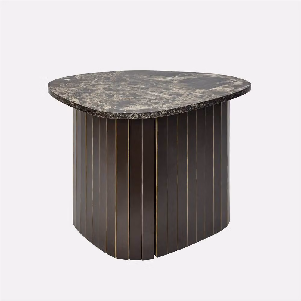 OHS Madison Ribbed Round Side Table in Brown – 2