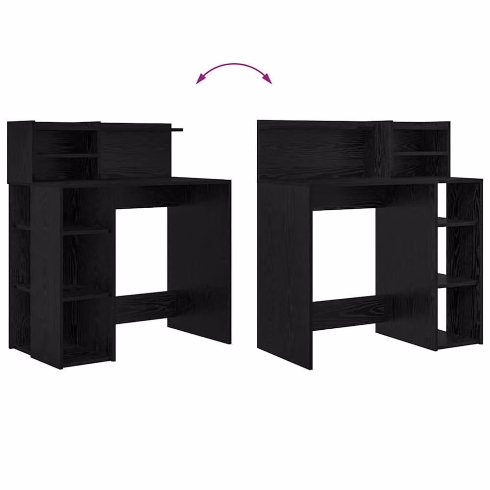 Berkfield Home Modern Writing Desk with Storage in Black Oak, W/D/H: 90 x 48 x 101.5 cm – 8