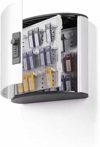 Durable Aluminium Key Safe Box 54 - Wall Mounted Silver Key Holder Cabinet with Combination Lock and 6 Key Clip Tags – 4