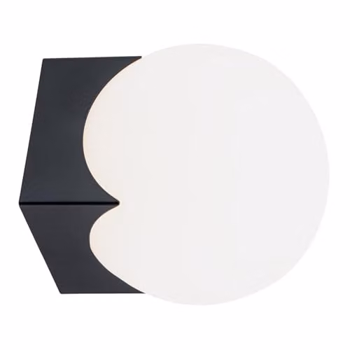 Netlighting Austin Wall Lamp in Black Matt with Opal White Glass