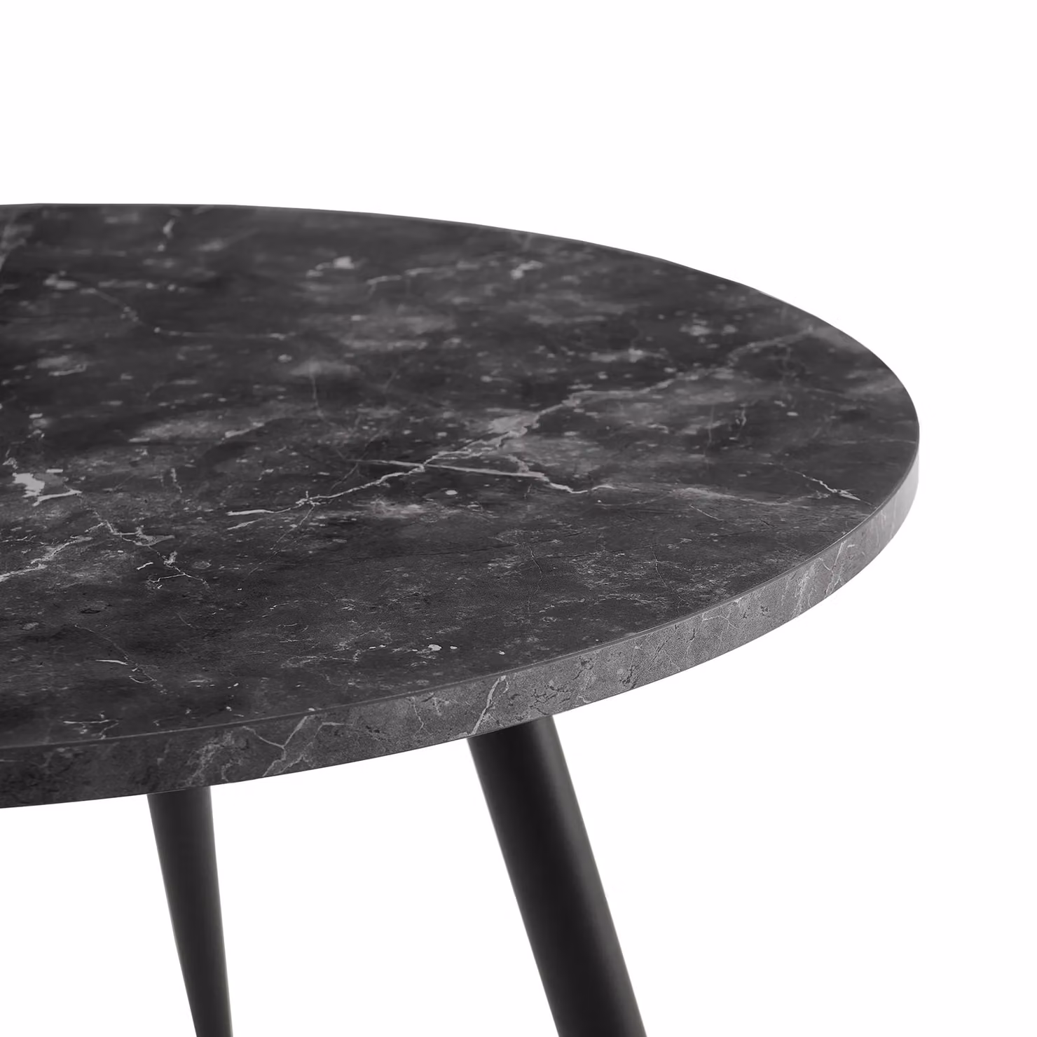 SONARA Round Rustic Wood Dining Table with Black Metal Legs, Diameter: 100 cm, Height: 75 cm – 3