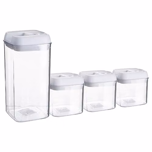 Argon Tableware 4-Piece Airtight Plastic Food Storage Container Set in White