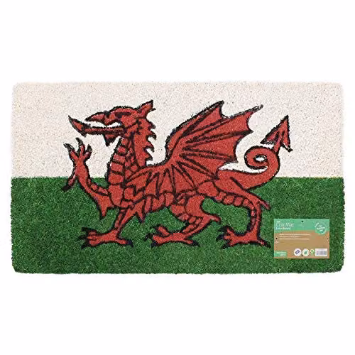 JVL Welsh Dragon Red Coir Door Mat W/D/H: 70 x 30 x 0.1 cm