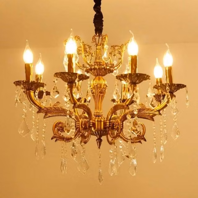 FLAVORA 8-Light Crystal Chandelier Pendant Light in Gold/Brass or Bronze