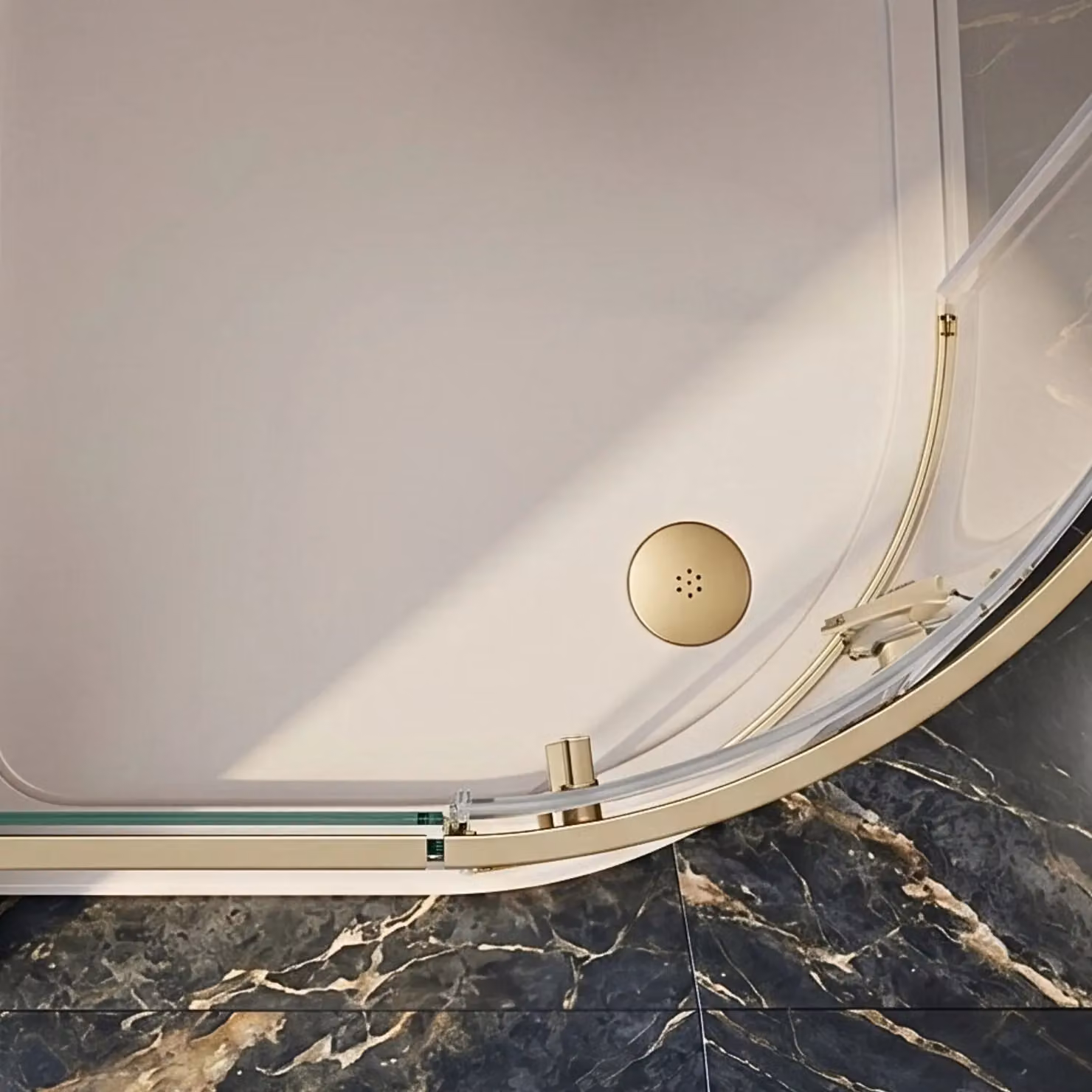Balterley Round Shower Tray Waste and Drain Cover with Odour Trap in Brushed Brass, W/D/H: 11.6 x 11.6 x 9.9 cm – 2