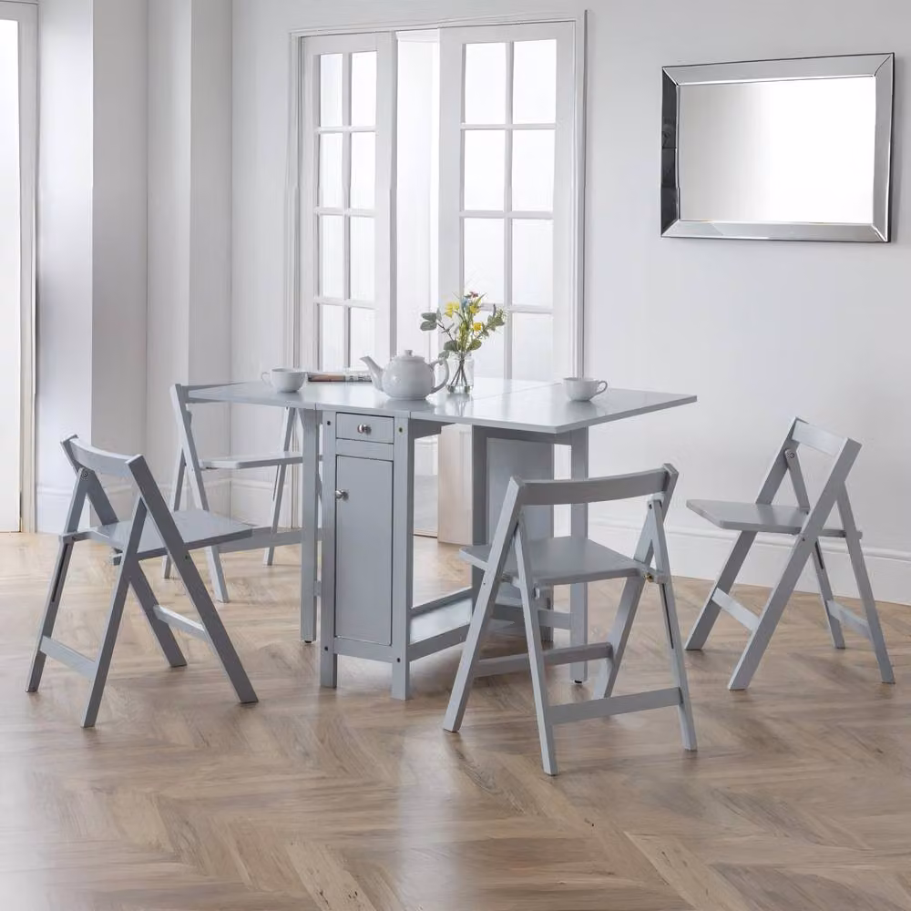 Cheshire Premium Savona 4 Seater Extending Dining Set with Rectangular Table and Chairs in Light Grey – 2
