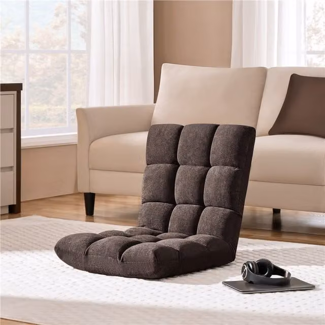 Yaheetech Brown Fabric Folding Gaming Sofa Chair for Adults