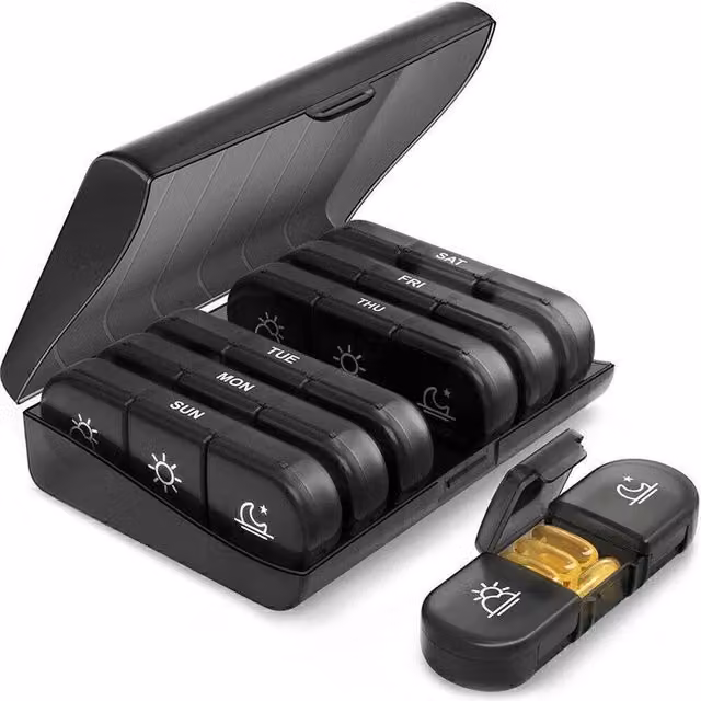 SPETLEK 7 Day Weekly Container Storage Organizer in Black, Large – 1