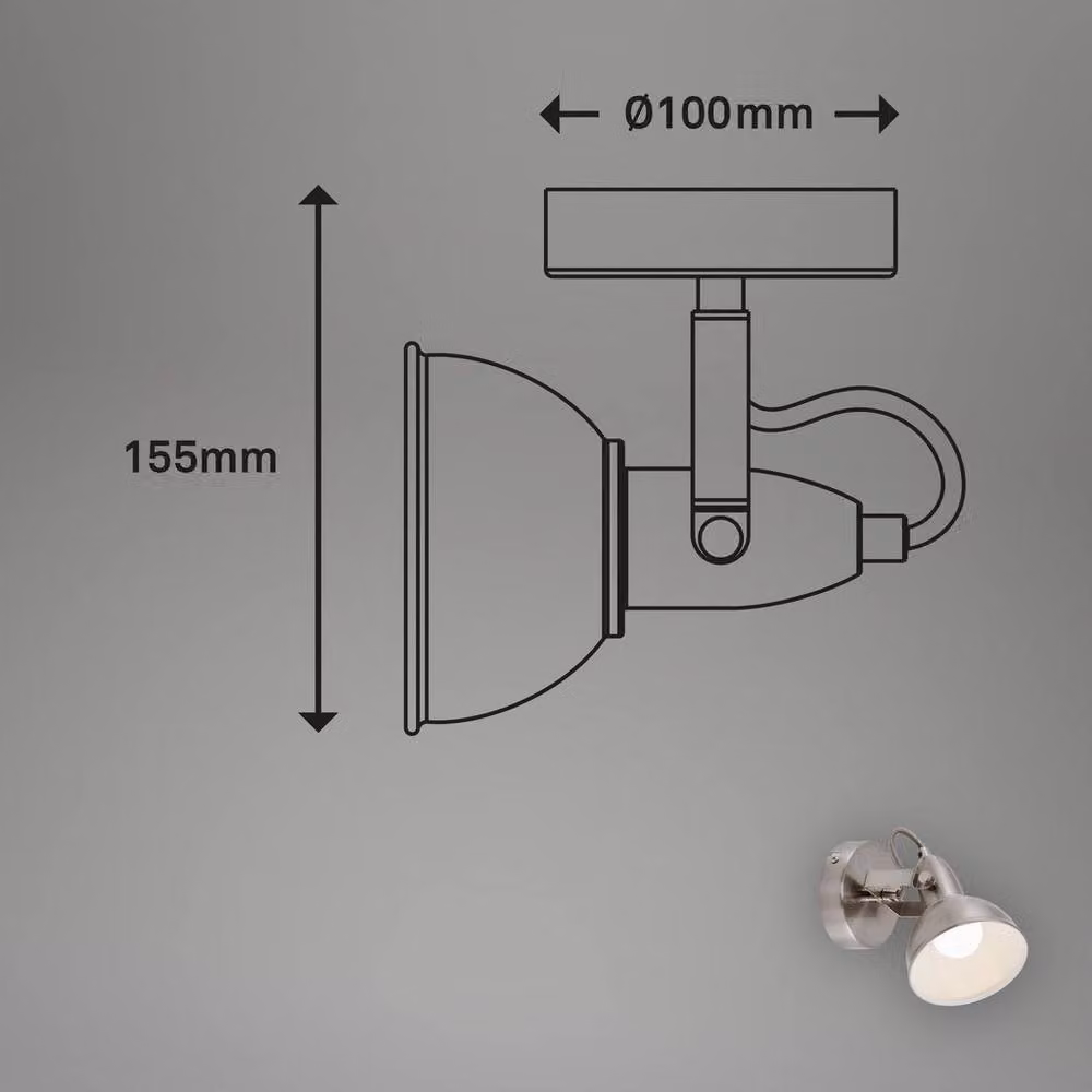 Briloner Retro Industrial Wall Light, Chrome Metal Spotlight with Adjustable Rotating Design, E14, W/D/H: 15.6 x 10 x 15.6 cm – 4