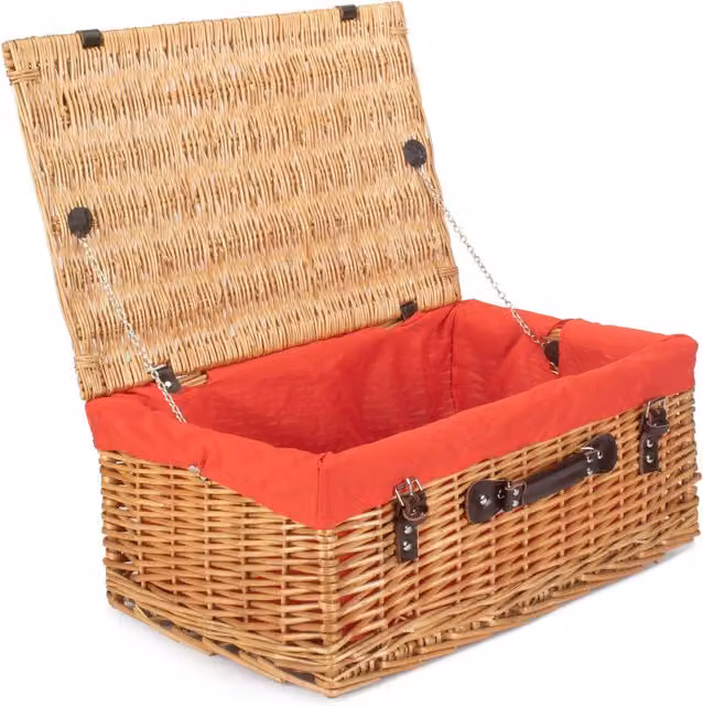 Red Wicker Picnic Basket Hamper with Cotton Lining