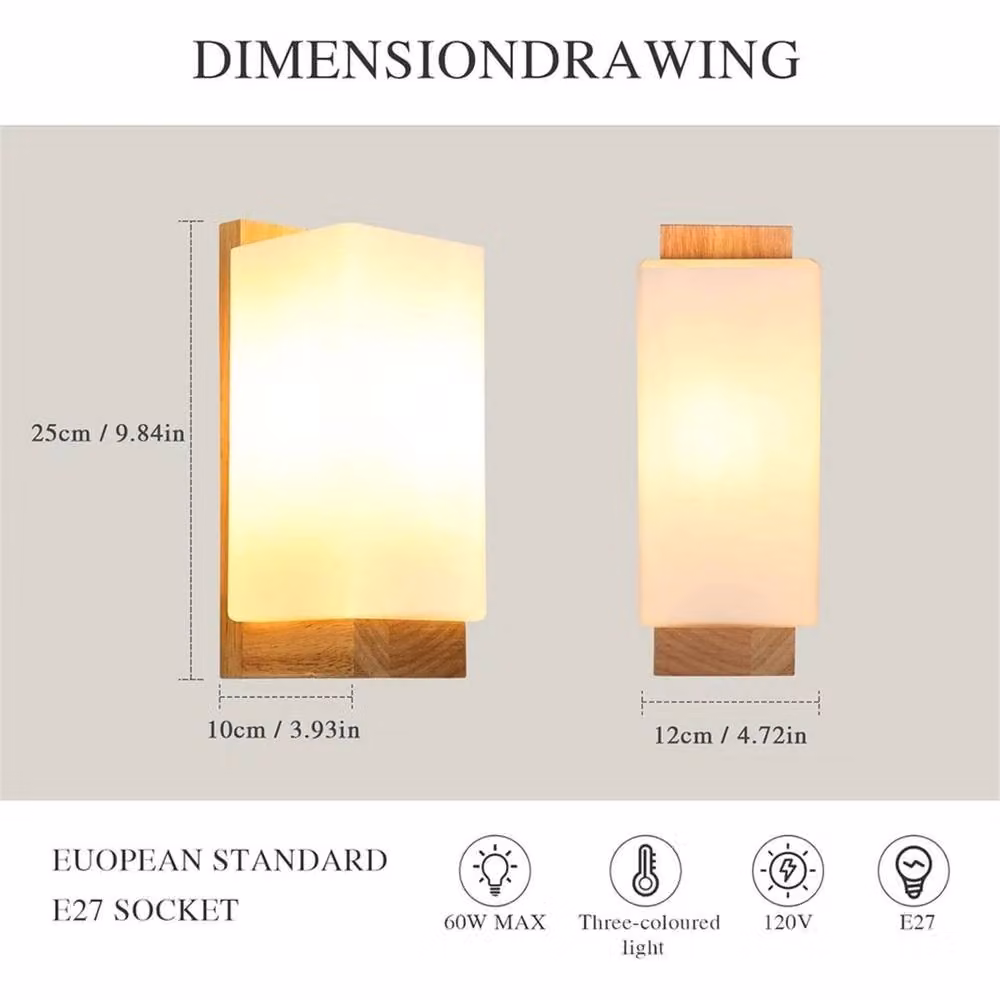 Nordara Minimalist Wooden Wall Light in Brown with E27 Socket and Glass Shade – 2