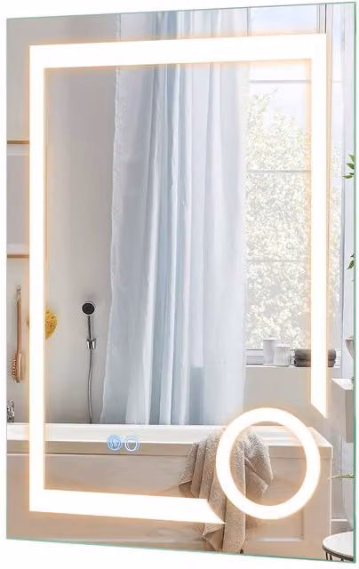 Costway 3X Magnifying Vertical Bathroom Mirror with Dimmable LED Light, Silver – 1