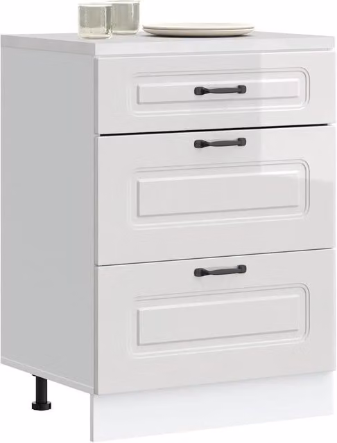 Berkfield Home Kalmar Kitchen Base Cabinet in High Gloss White MDF