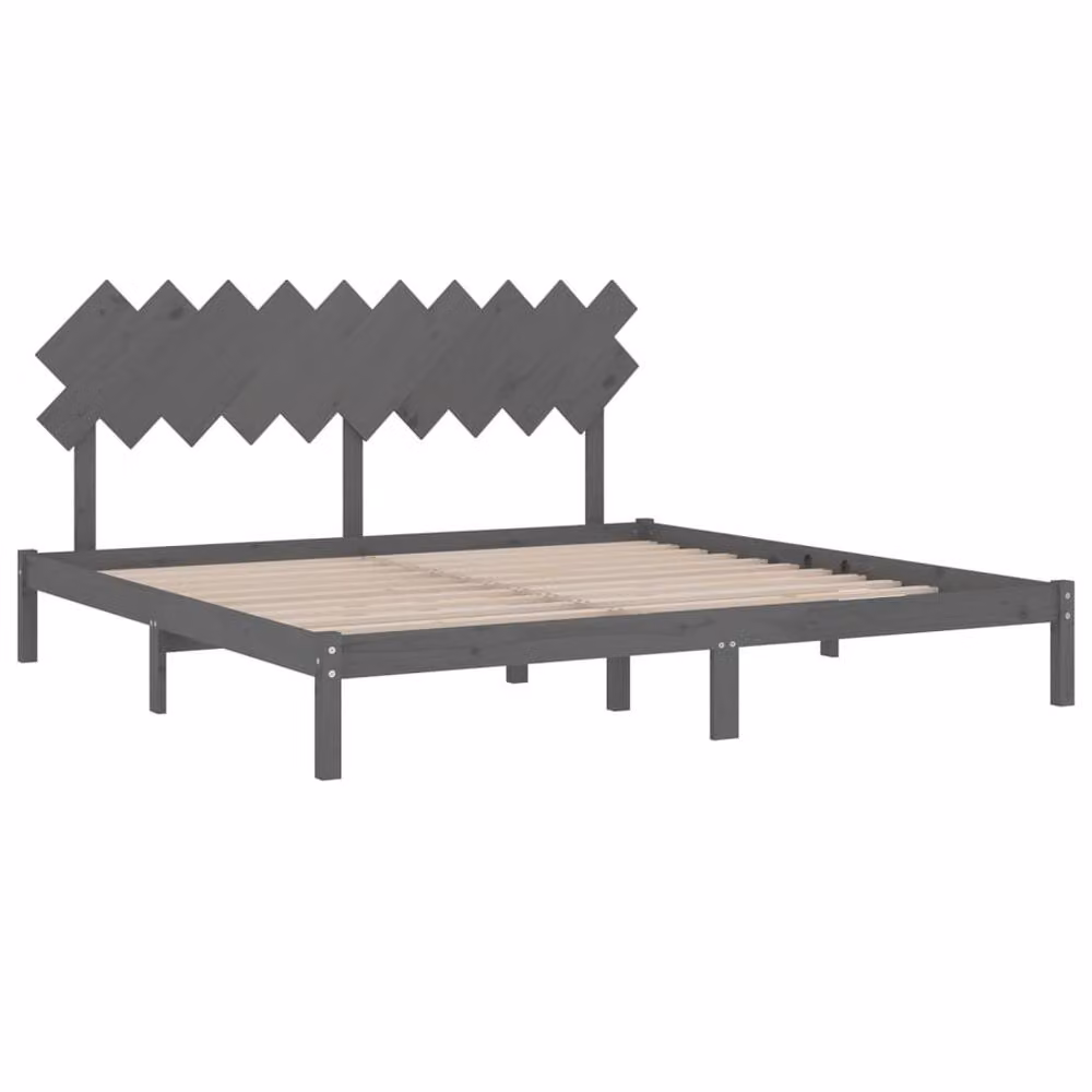 Berkfield Home Modern Solid Pine Wood Bed Frame, Grey, W/D/H: 200 x 200 x 31 cm – 3