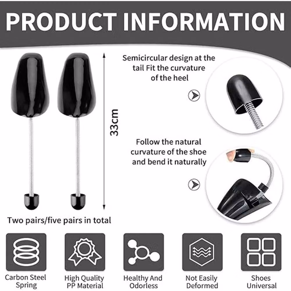 NESTLUNE Adjustable Plastic Shoe Tree Shaper for Men and Women, Black – 2