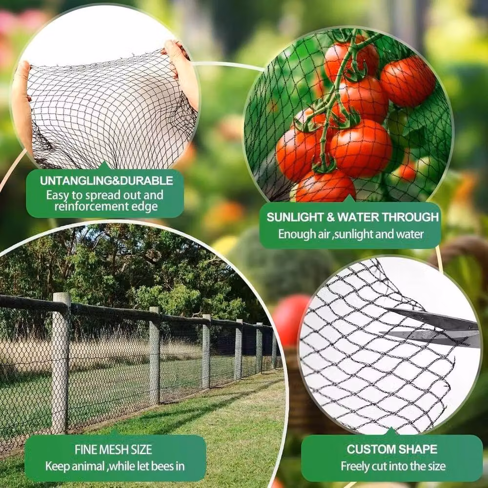 Spetlek Heavy Duty Black Garden Bird Netting Mesh, 4 Pack, W: 2 m x D: 10 m – 5