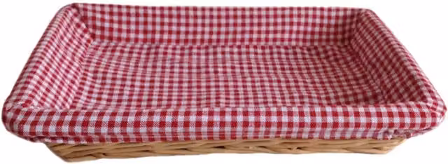 Red Rectangular Wicker Hamper with Cotton Liner