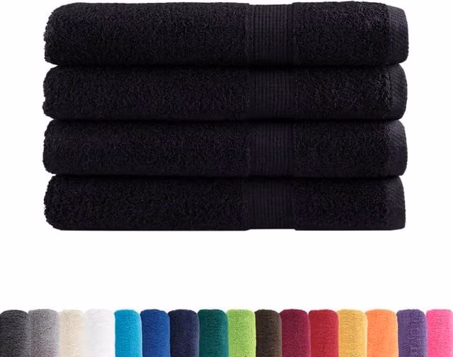 Berkfield Home SOLUND Premium Cotton Terry Towel Set, 4 Pieces, Black, W: 100 cm, L: 200 cm, 600 gsm
