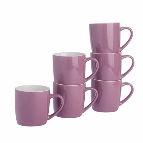 Argon Tableware Purple Stoneware Coffee Mugs, 350ml, Pack of 6 – 1