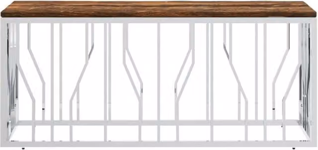 Berkfield Home Silver Reclaimed Solid Wood and Stainless Steel Decorative Coffee Table W/D/H: 110 x 45 x 45 cm – 1