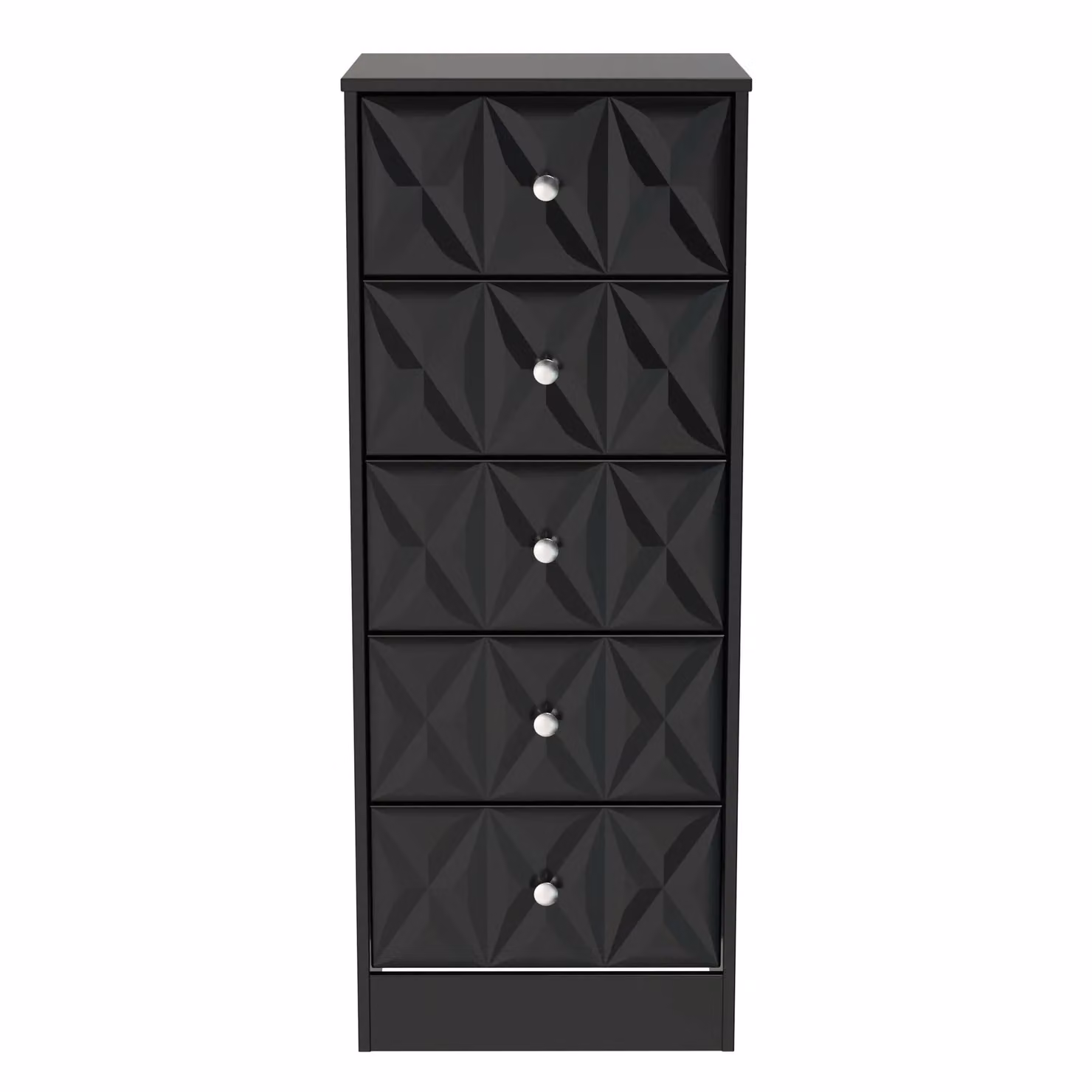 Ready Assembled 2 U Memphis 5 Drawer Tall Bedside Chest in True Black – 2