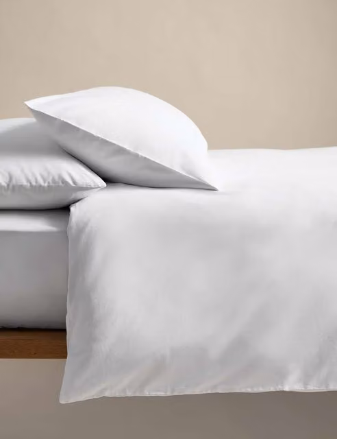 M&S Body Sensor Pure Cotton Bedding Set, White, W: 180 cm x L: 200 cm