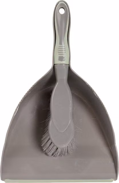 My Home Sage Dustpan and Brush Set in Grey Plastic