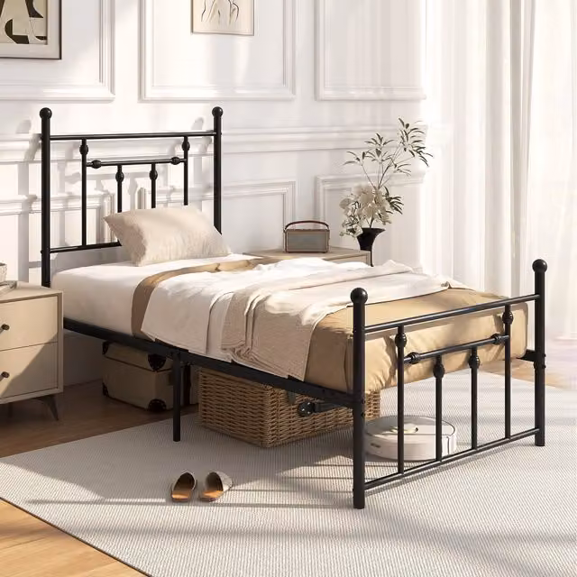 Costway Modern Metal Slats Supported Platform Bed in Black