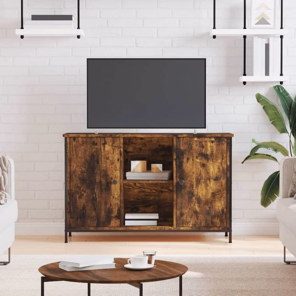 Berkfield Home TV Cabinet in Smoked Oak Brown, W/D/H: 100 x 35 x 65 cm – 2