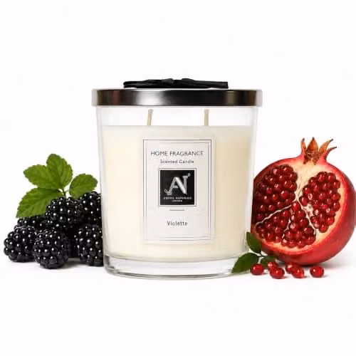 Aroma Naturals Minimalist Luxe Violette Floral Scented Candle in White Glass Jar