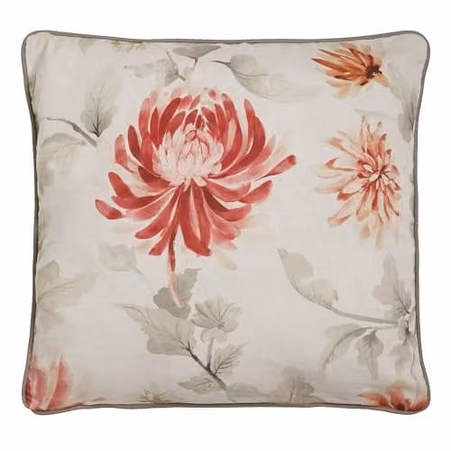 Dreams & Drapes Nadia Floral Cotton Filled Cushion, Red and Gold, W/D/H: 43 x 43 x 43 cm – 2