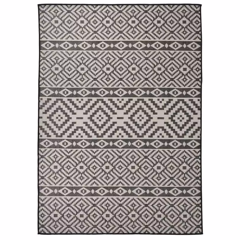 Berkfield Home Outdoor Flatweave Striped Rug in Black, W/D: 120 x 170 cm