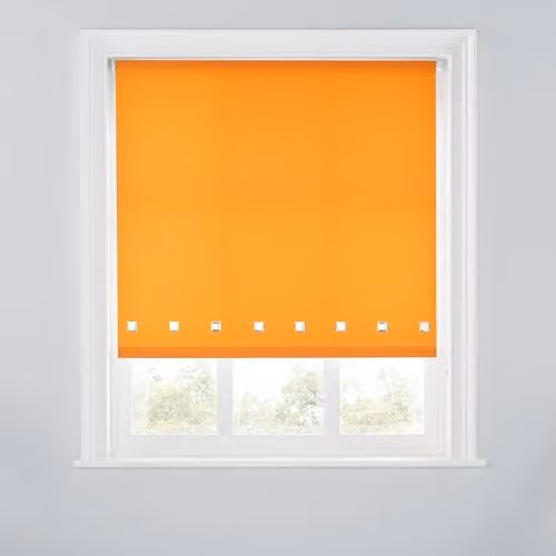 A.Unique Home Trimmable Square Eyelet Roller Blind, Orange, W: 150 cm, H: 170 cm