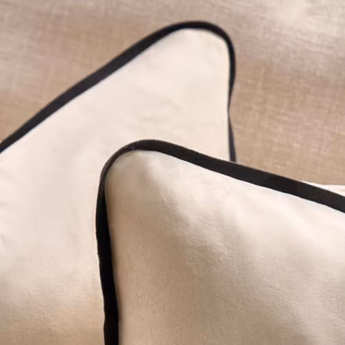 OHS Matte Velvet Piped Edge Cushion Covers, 2 Pack, Beige, W/D/H: 45 x 45 x 45 cm – 3
