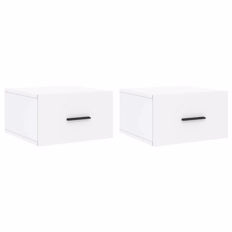 Berkfield Home Wall-mounted Bedside Cabinets, 2 Pack, White, W/D/H: 35 x 35 x 20 cm