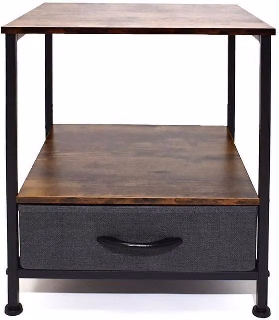 Havendro Fabric Drawer Storage Side Table in Brown, W/D/H: 39.0 x 40.0 x 51.0 cm – 1