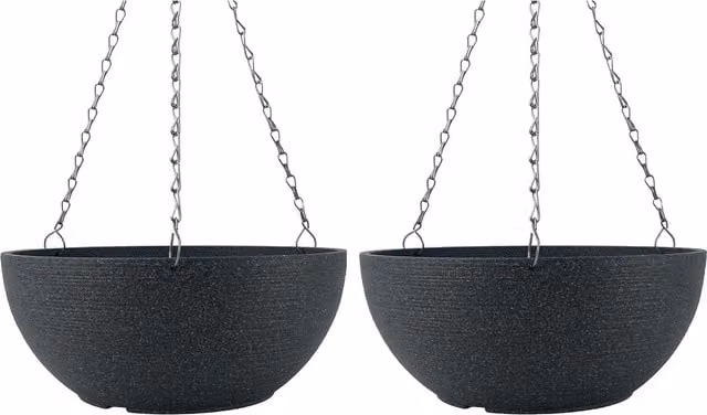 Garden Gear Stone Effect Hanging Basket Planter, Grey, Diameter: 35 cm